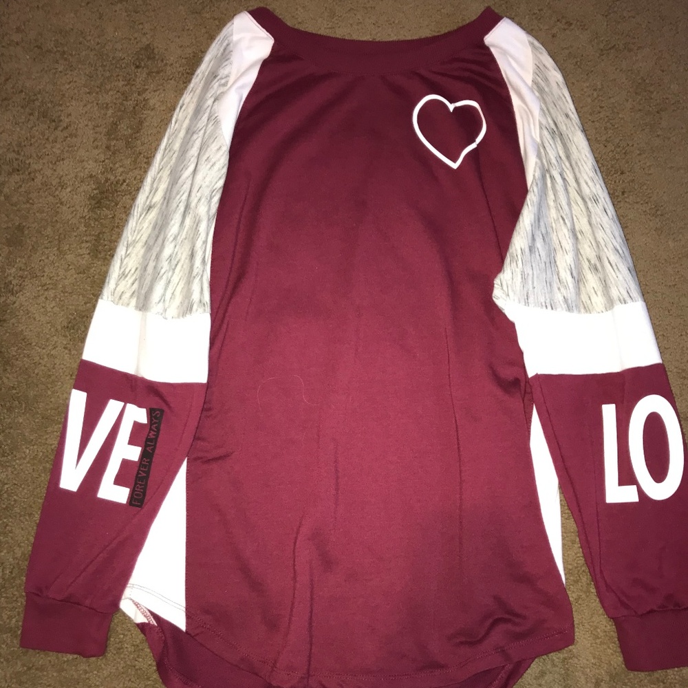Maroon/Grey/White Love Sweater
